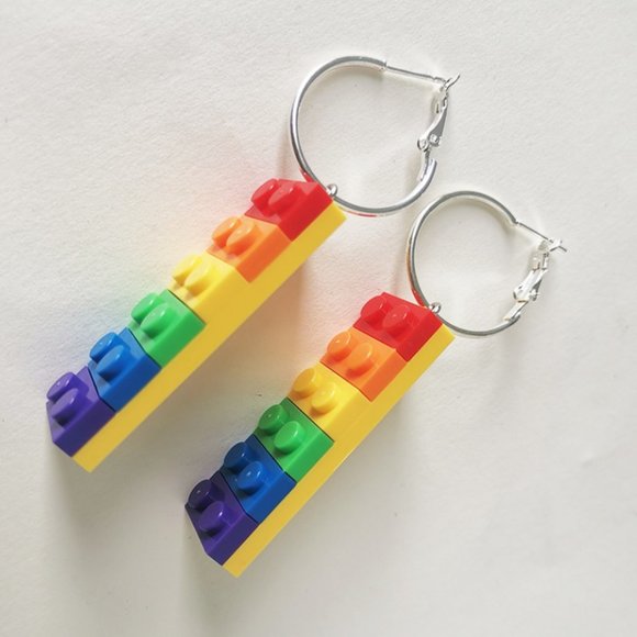 Rainbow Brick Earrings - Picture 4 of 8